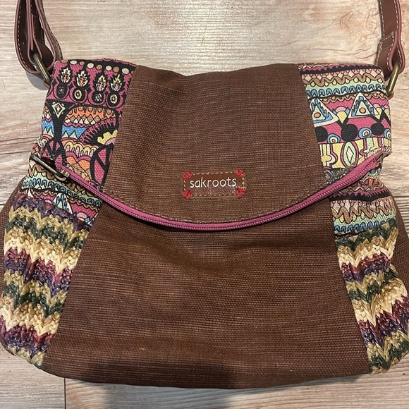 Sakroots Crossbody Purse Messenger Bag Woven Multiple Pockets Adjustable Strap - Picture 2 of 7